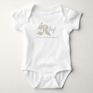 T-shirt Riley Girl name significa R monograma baby roupa