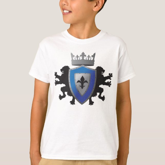 T-Shirt Ringer do Leão Medieval Azul (Frente)