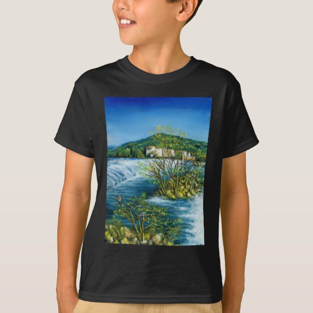 T-shirt RIO DE ARNO NA Paisagem Toscana ROVEZZANO Florence (Frente)