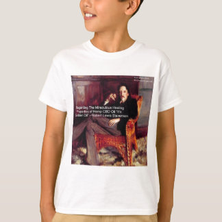T-shirt Robert Louis Stevenson & Citação CBD é Óleo Dourad