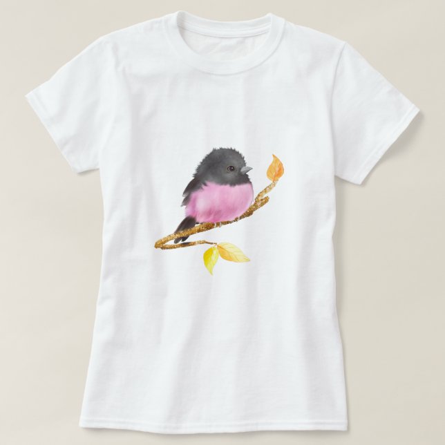 T-Shirt Robin Bird Rosa (Frente do Design)