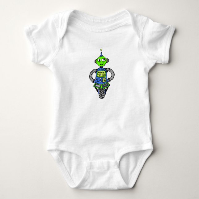 T-shirt Robô Arnie, azul e verde (Frente)