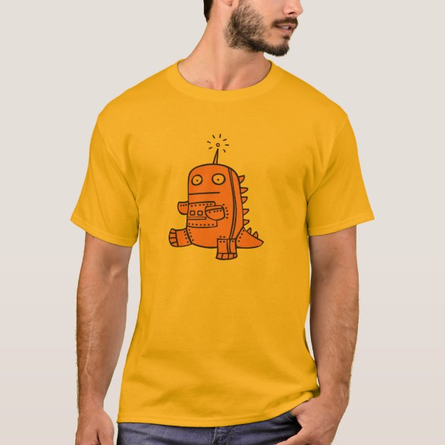 T-shirt Robô Dino - laranja (Frente)