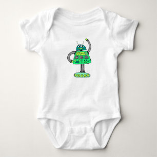 T-shirt Robô Frankie, verde em branco