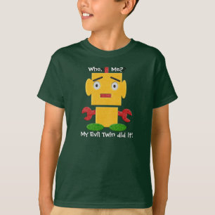 T-shirt Robô retrô bonito - Amarelo - Mau Twin