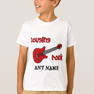 T-shirt Rocha dos primos! com guitarra vermelha