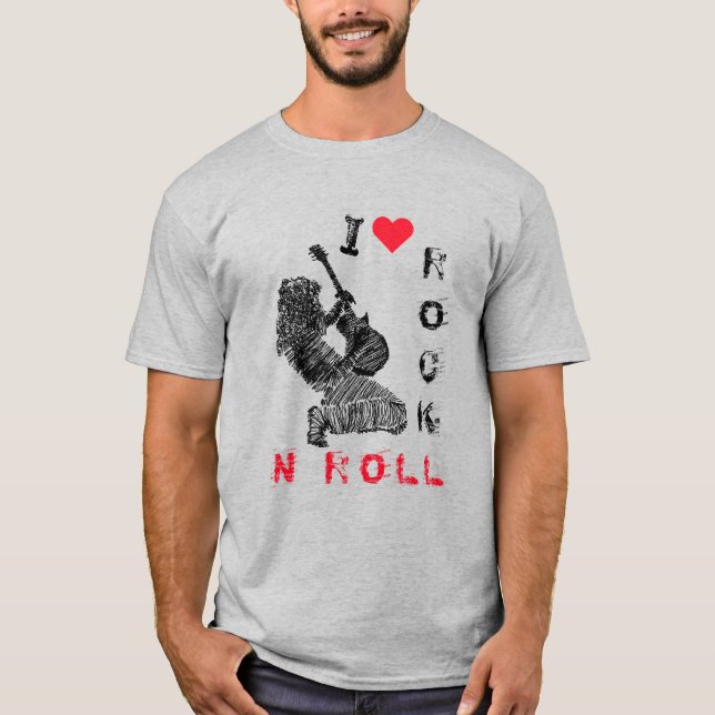 T-Shirt Rock and Roll com Guitarrista Rock Music (Frente)