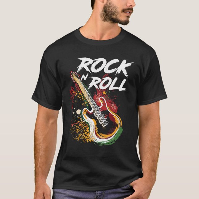 T-shirt Rock n Roll Guitar (Frente)