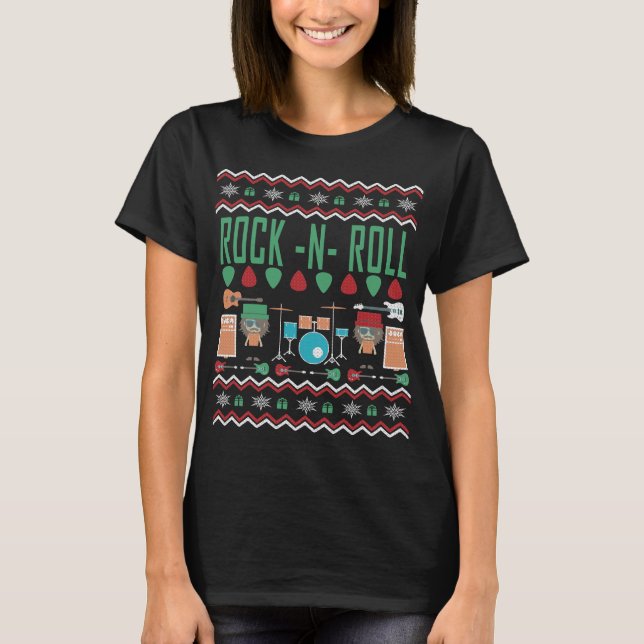 T-shirt Rock n Roll Ugly Christmas Sweater (Frente)