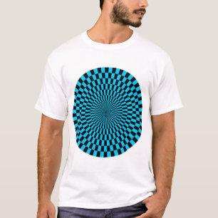T-shirt Roda de Arte Op - Azul-Céu e Preto