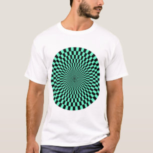 T-shirt Roda de Arte Op - Turquesa e Preto