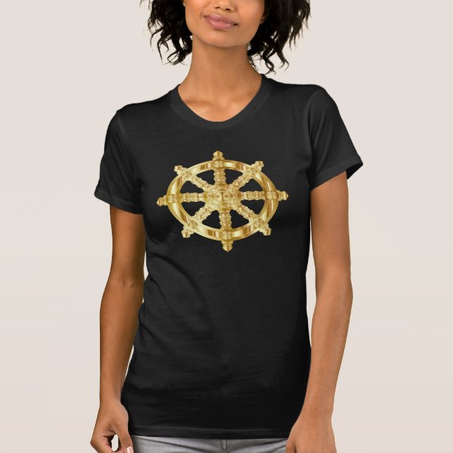 T-shirt Roda Dourado de Dharma (Frente)