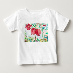 T-shirt Romã fruta natureza arte aquarela vermelha