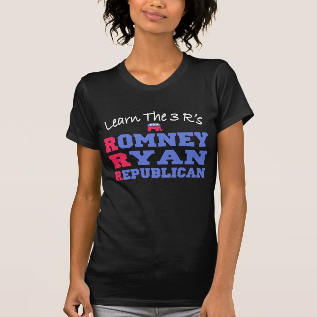 T-shirt Romney Ryan aprende os 3 r (Frente)