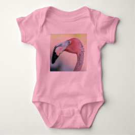 T-shirt Romper cor-de-rosa do bebê do flamingo com tutu