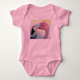 T-shirt Romper cor-de-rosa do bebê do flamingo com tutu