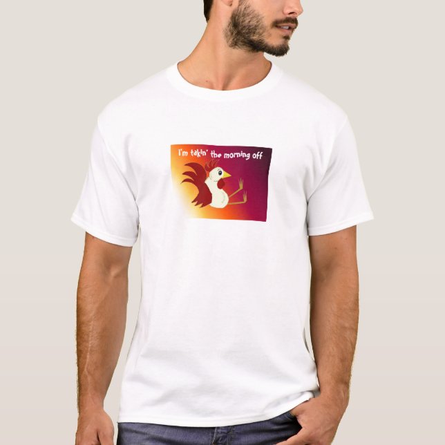 T-shirt Rooster Engraçado com Dizendo (Frente)