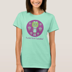 T-shirt Rosa bonito dos cupcakes do amor das enfermeiras