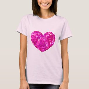 T-Shirt Rosa Brilhante com Coração