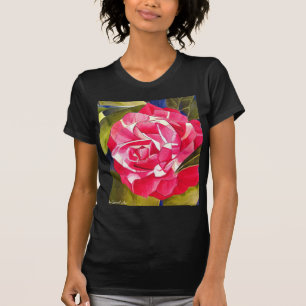 T-shirt Rosa Camellia aquarela pintura de flores