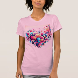 T-Shirt rosa com corações.