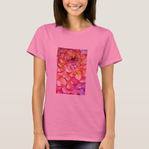T-shirt Rosa Dahlia flor aquarela