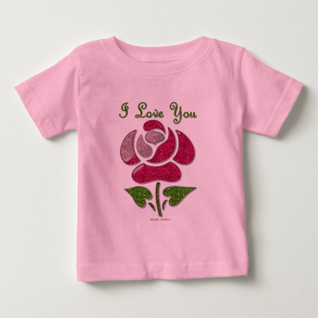 T-shirt Rosa De Estêncil Rosa Eu Te Amo (Frente)