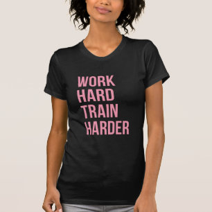 T-shirt Rosa duro da engrenagem do Gym das citações da