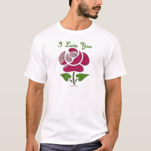 T-shirt Rosa Estêncil Rosa Eu Te Amo