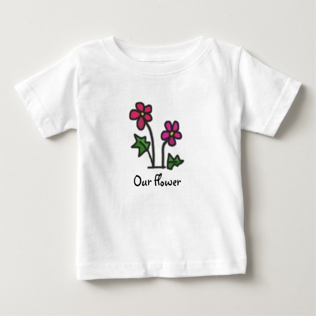 T-shirt Rosa macio da flor com texto (Frente)