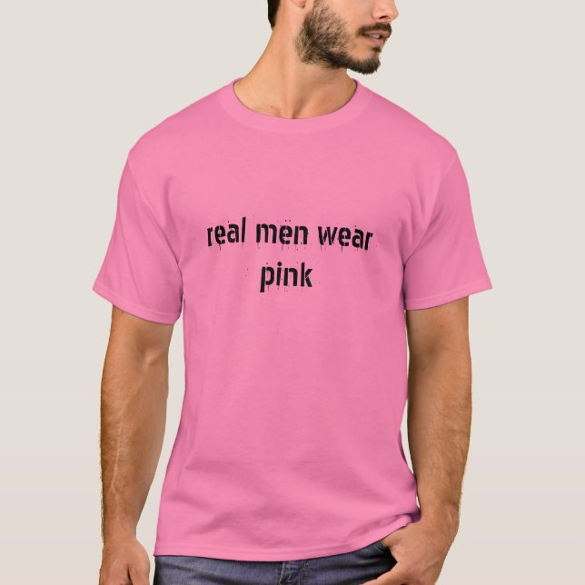 T-shirt rosa real do desgaste de homens (Frente)