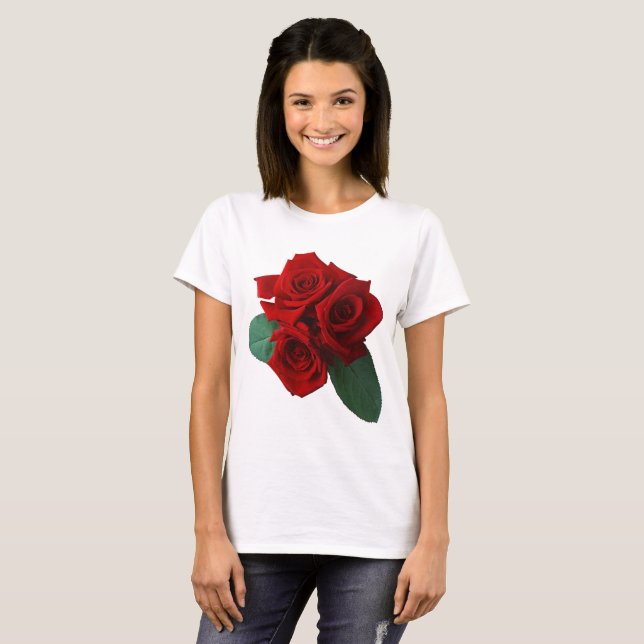 T-shirt Rosa vermelha (Frente Completa)