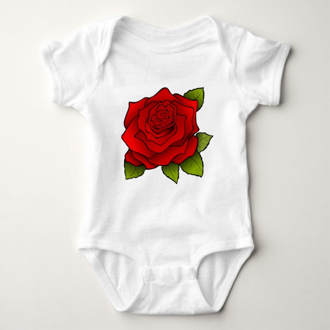T-shirt Rosa vermelha solteiro (Frente)
