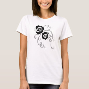 T-shirt Rosas de prata pretos