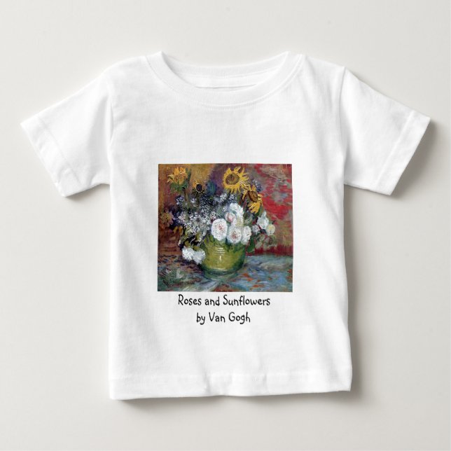 T-shirt Rosas e girassóis por Van Gogh (Frente)