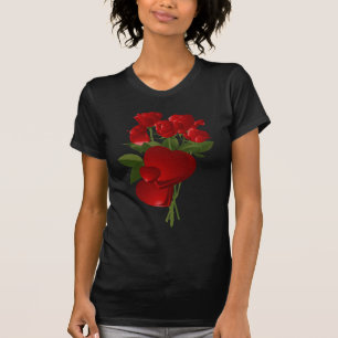 T-shirt Rosas vermelhas e corações impressionantes