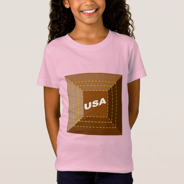 T-shirt rose jersey fin filles CHOCOLAT  USA  (Frente)