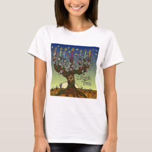 T-shirt Rosh Hashanah L'Shanah Tovah Menorá Árvore da Vida