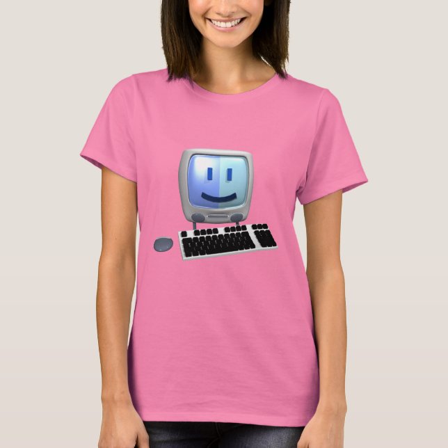 T-shirt Rosto de computador bonito. (Frente)