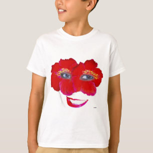 T-shirt Rosto de Hibiscus com Sorriso - Vermelho