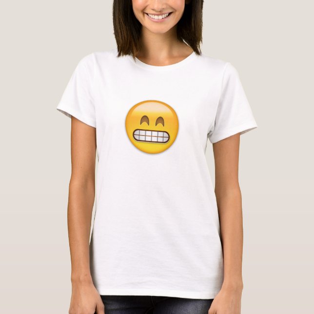 T-shirt Rosto De Sorriso Com Olhos Emoji Sorridentes (Frente)