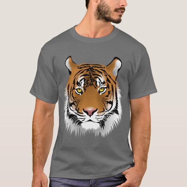 T-shirt Rosto de Tigre Animado (Frente)