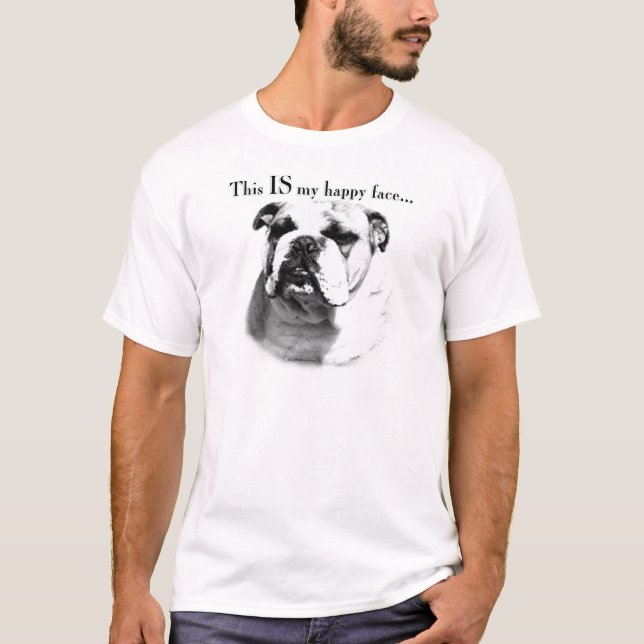 T-shirt Rosto Feliz do Buldogue (Frente)