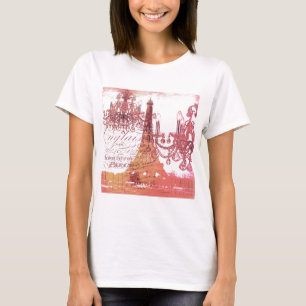 T-shirt roteiros laranja chandelier paris eiffel torre