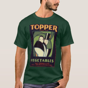 T-shirt Rótulo Antigo de Legumes Topper, Romance Art Déco