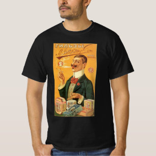 T-shirt Rótulo de Produto Antigo, Tabaco de Cigarro Russo
