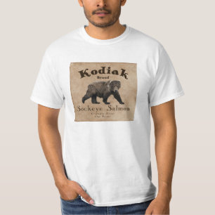 T-shirt Rótulo Vintage de Salmão Kodiak