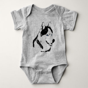 T-shirt Rouco Bebê Bodysuit Baby Siberian Husky - Um peda