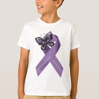 T-shirt Roupa da fita da borboleta da fibromialgia