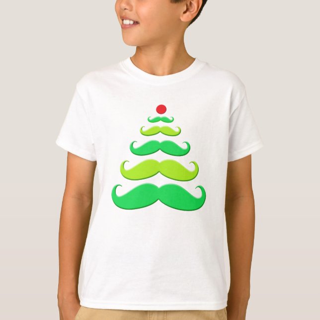 T-shirt Roupa de Árvore de Natal de bigode (Frente)